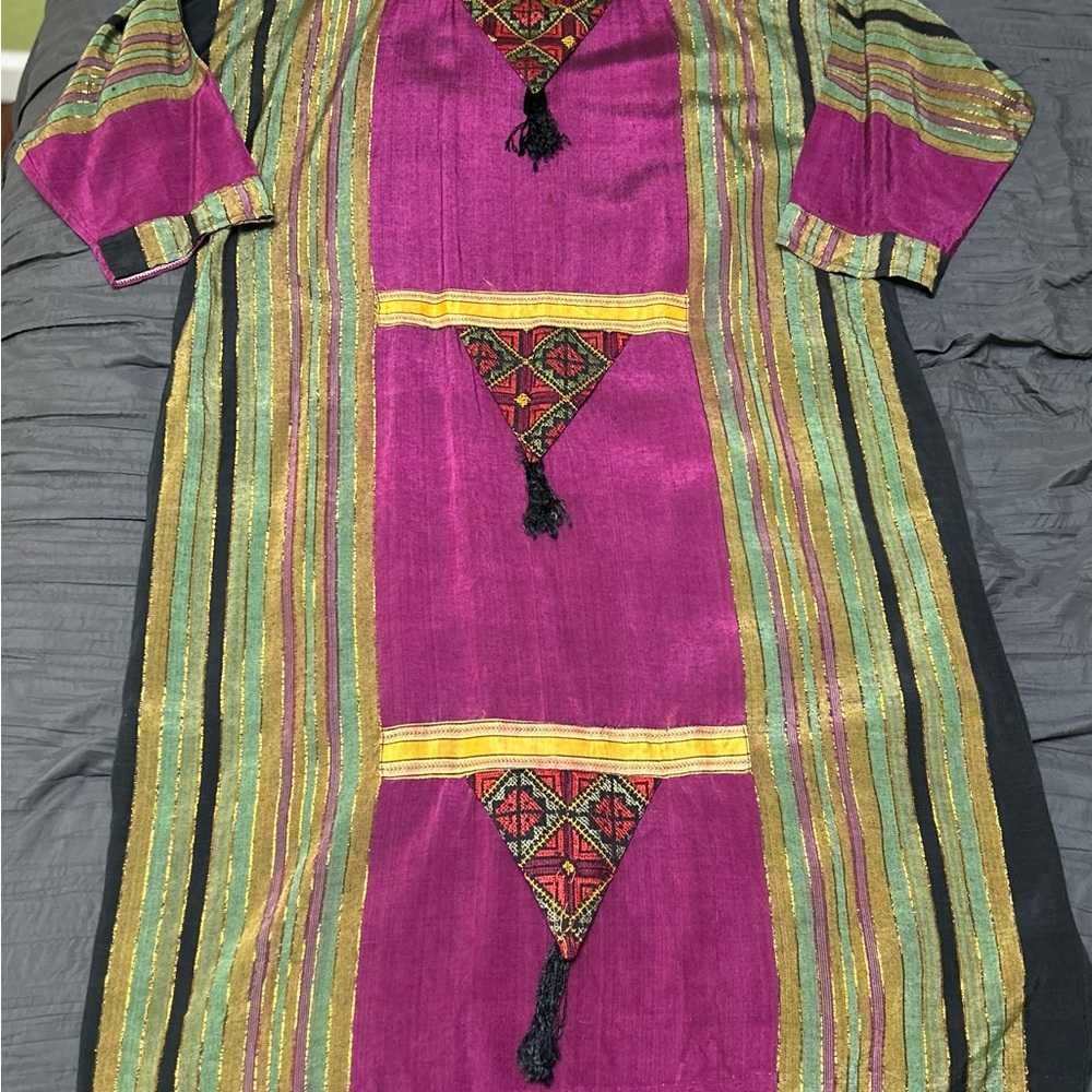 Dress Multi Color Long Sleeve Custom Made Party Holidays Celebration Sz Large - Picture 11 of 11